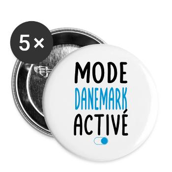 Mode Danemark Activé - Idée Cadeau - Lot de 5 grands badges (56 mm) - blanc - Devant
