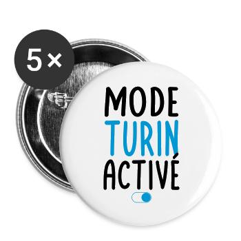 Mode Turin Activé - Idée Cadeau - Lot de 5 grands badges (56 mm) - blanc - Devant