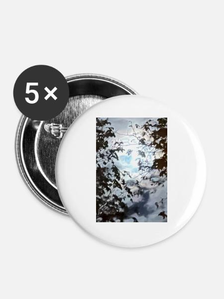 Äste vor Mondlicht - Buttons groß 56 mm (5er Pack) - Weiß