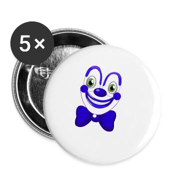 clown,karneval,clowngesicht,fastnacht,helau,blau - Buttons groß 56 mm (5er Pack) - Weiß - Vorne