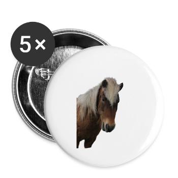 Pferde T-shirt Geschenk Reiter  - Buttons groß 56 mm (5er Pack) - Weiß - Vorne