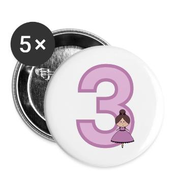 Numéro 3 - Lot de 5 grands badges (56 mm) - blanc - Devant
