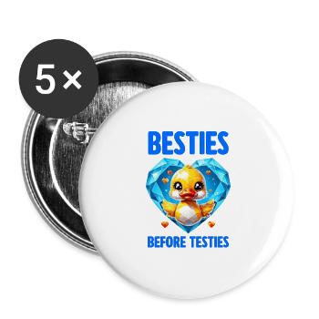 Geometric Besties Before Testies - Buttons large 2.2''/56 mm (5-pack) - white - Front