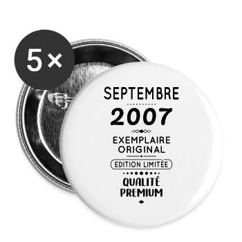 18th Birthday - September 2007 Original - Buttons large 2.2''/56 mm (5-pack) - white - Front