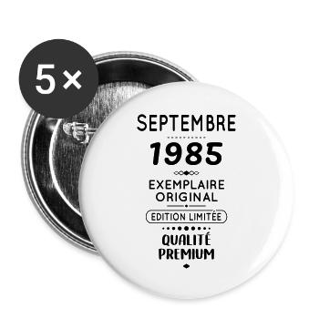 Anniversaire 40 ans - Septembre 1985 Original - Lot de 5 grands badges (56 mm) - blanc - Devant