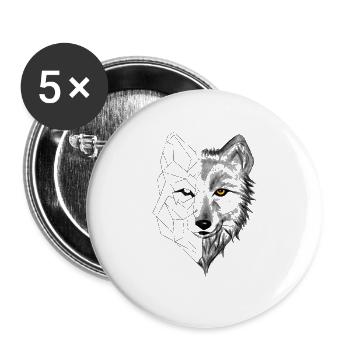 loup - Lot de 5 grands badges (56 mm) - blanc - Devant