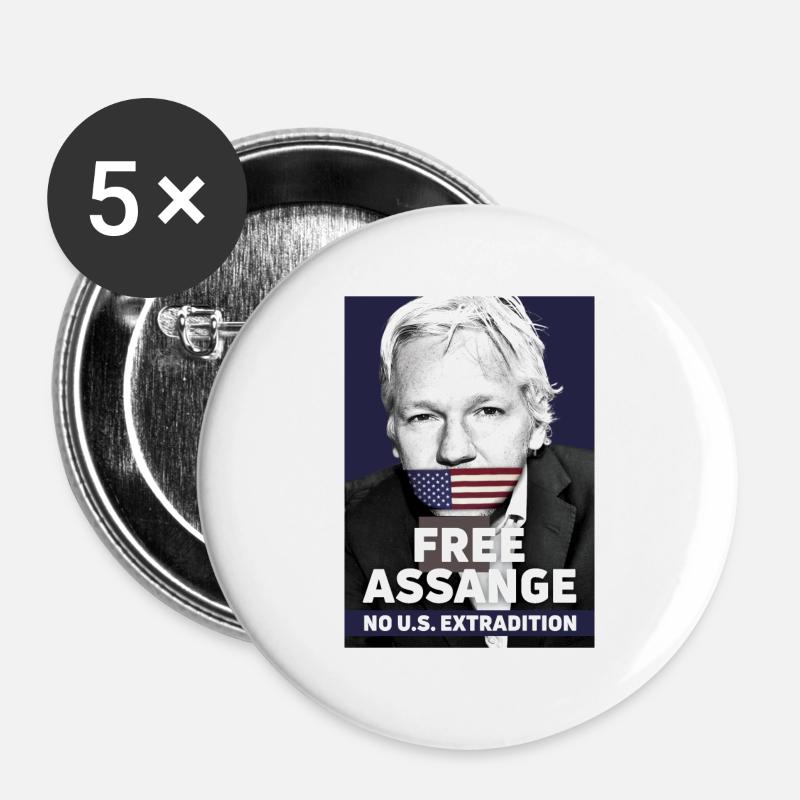 Free Assange - No US Extradition - Buttons large 2.2''/56 mm (5-pack) - white
