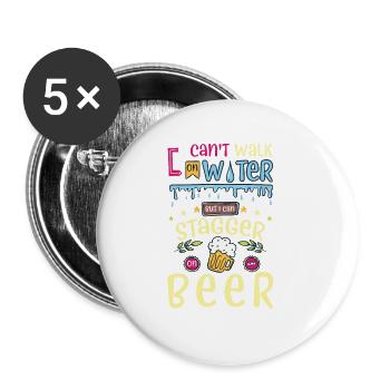 I Can't Walk On Water - Buttons groß 56 mm (5er Pack) - Weiß - Vorne
