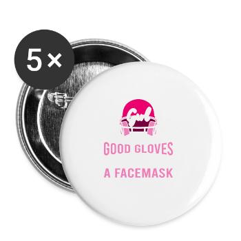 Never Underestimate A Girl With A Good Glove, Good - Buttons groß 56 mm (5er Pack) - Weiß - Vorne