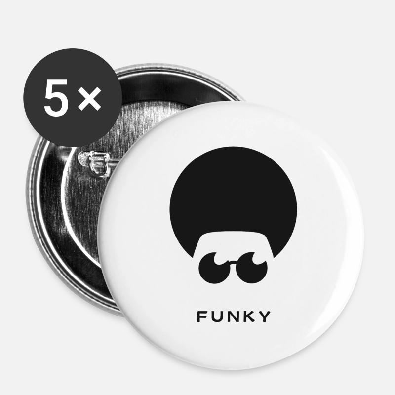Funky logo - Buttons large 2.2''/56 mm (5-pack) - white