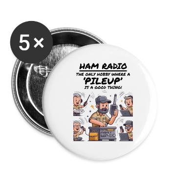 Ham Radio Operator Playful Cartoon Funny Hobby - Buttons large 2.2''/56 mm (5-pack) - white - Front