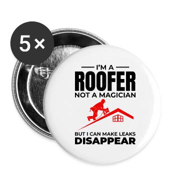 Roofer Roofing Roof Repair Mechanic Contractor - Buttons large 2.2''/56 mm (5-pack) - white - Front