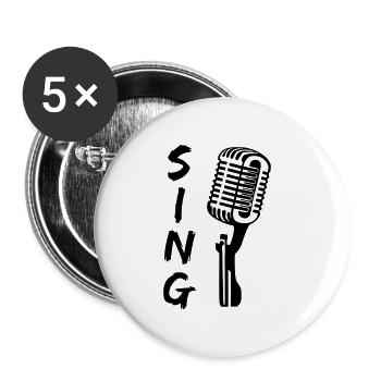 Microphone - Singer - Buttons large 2.2''/56 mm (5-pack) - white - Front