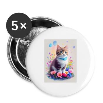 Süßes Kätzchen - Buttons groß 56 mm (5er Pack) - Weiß - Vorne
