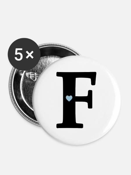 Letter F Initial letter - Buttons large 2.2''/56 mm (5-pack) - white