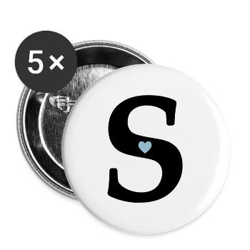 Buchstabe S Anfangsbuchstabe - Buttons groß 56 mm (5er Pack) - Weiß - Vorne
