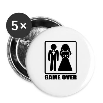 Mariage game over - Lot de 5 grands badges (56 mm) - blanc - Devant