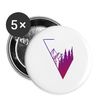 farbiges Panorama Wald und Berge - Buttons groß 56 mm (5er Pack) - Weiß - Vorne