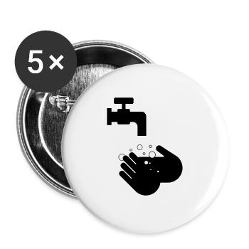 wash your hands - Buttons large 2.2''/56 mm (5-pack) - white - Front