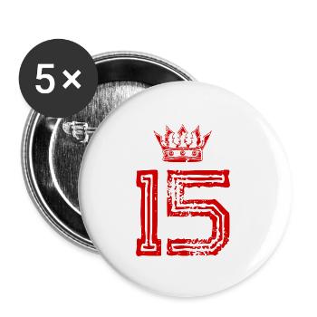 15 Zahl Krone - Buttons groß 56 mm (5er Pack) - Weiß - Vorne