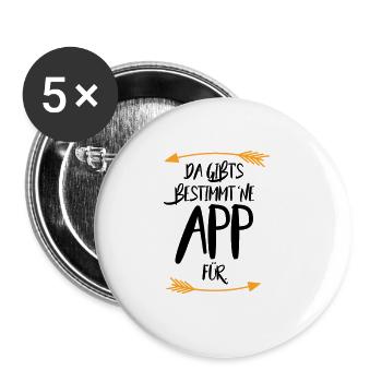 Da gibt s bestimmt ne App für - Buttons groß 56 mm (5er Pack) - Weiß - Vorne