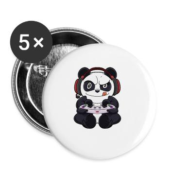 Panda With Gaming Controller I Funny Gaming I - Buttons groß 56 mm (5er Pack) - Weiß - Vorne