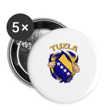 Stolzer Bosnier Bosniaks Tuzla Bosnien - Buttons groß 56 mm (5er Pack) - Weiß - Vorne