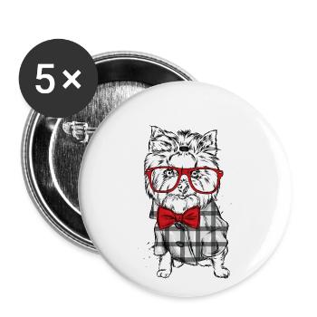 Yorkie Gifts Yorkshire Terrier T Shirt - Buttons large 2.2''/56 mm (5-pack) - white - Front