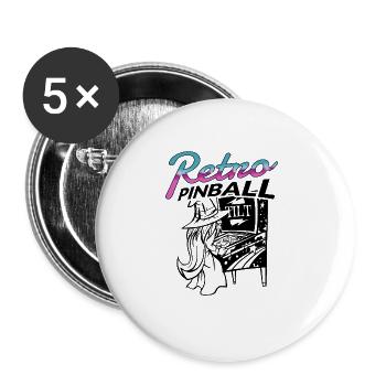 Pinball Retro Arcade Flipper Wizard Extra Ball - Buttons groß 56 mm (5er Pack) - Weiß - Vorne