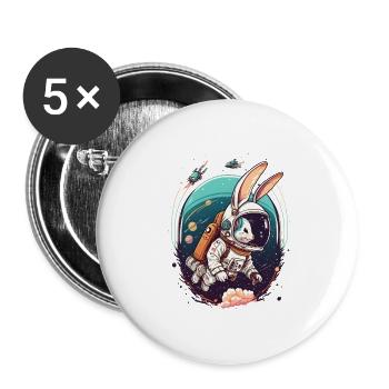 Lapin dans l’espace - Lot de 5 grands badges (56 mm) - blanc - Devant