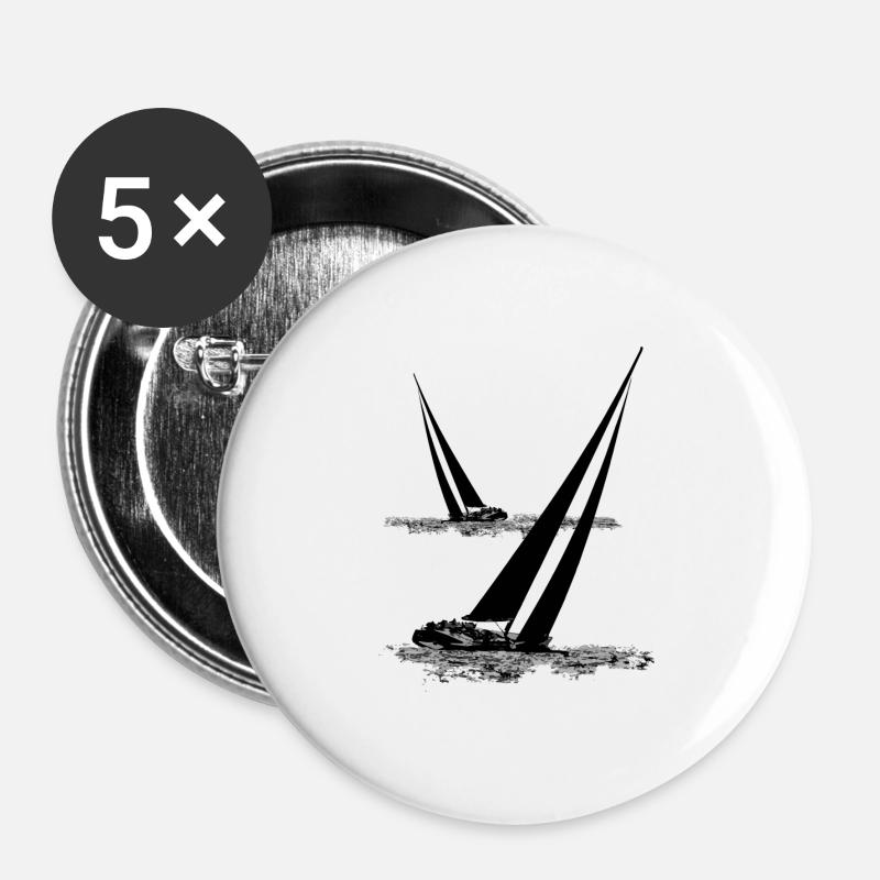 Black yachts - Buttons large 2.2''/56 mm (5-pack) - white