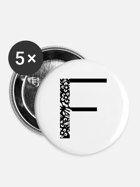 Buchstabe F - Buttons groß 56 mm (5er Pack) - Weiß
