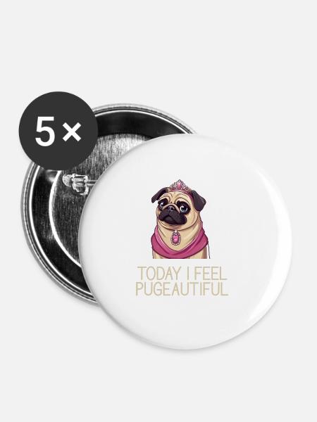 Mops - Buttons groß 56 mm (5er Pack) - Weiß