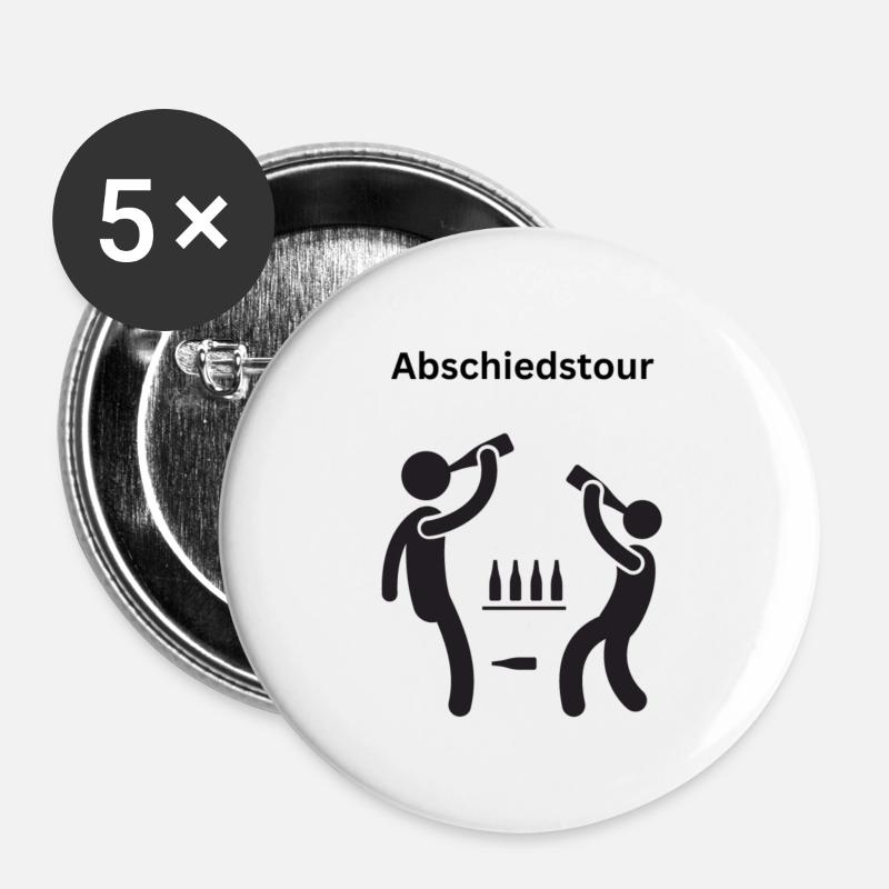 Abschiedstour JGA - Buttons groß 56 mm (5er Pack) - Weiß