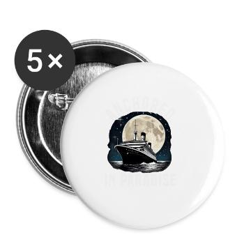 Anchored In Paradise Cruise Ship Vacation Group - Buttons groß 56 mm (5er Pack) - Weiß - Vorne