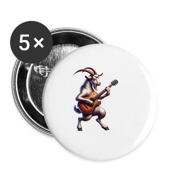 Coole Ziege Spielt E-Gitarre Band Design - Buttons groß 56 mm (5er Pack) - Weiß - Vorne