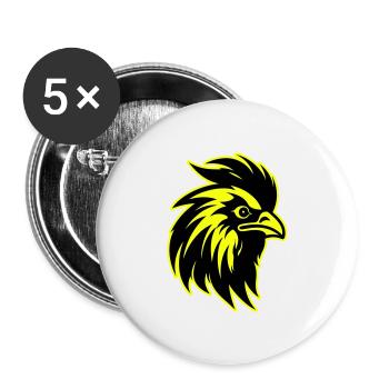 Rooster Head Portrait Icon - Buttons large 2.2''/56 mm (5-pack) - white - Front