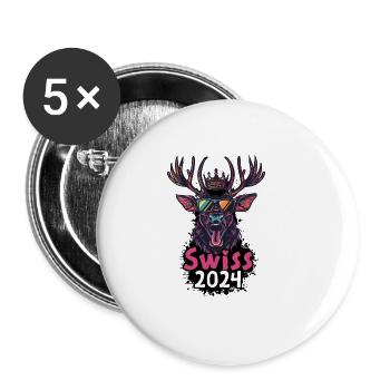 Switzerland 2024 Hirsch Swiss - Buttons large 2.2''/56 mm (5-pack) - white - Front
