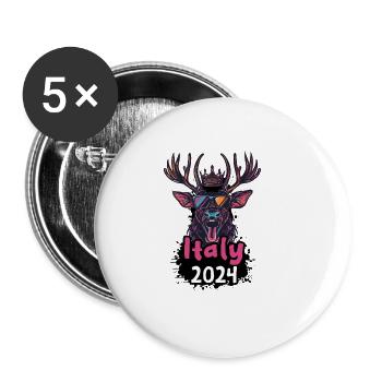 Italie 2024 Cerf - Lot de 5 grands badges (56 mm) - blanc - Devant