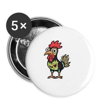 Hahn Halloween Comic - Buttons groß 56 mm (5er Pack) - Weiß - Vorne