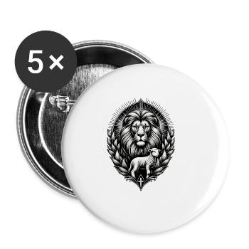 Christian Clothing Lion and Lamb - Buttons large 2.2''/56 mm (5-pack) - white - Front
