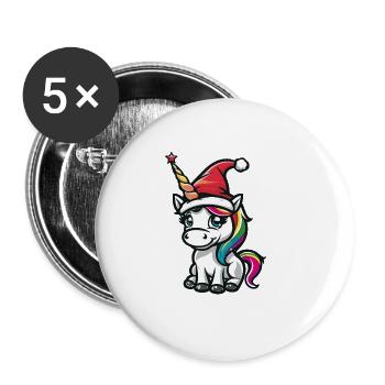 Unicorn Christmas - Buttons large 2.2''/56 mm (5-pack) - white - Front