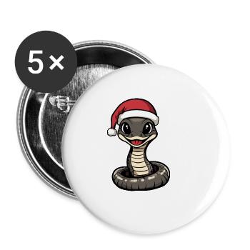 Snake Cobra Christmas Christmas - Buttons large 2.2''/56 mm (5-pack) - white - Front