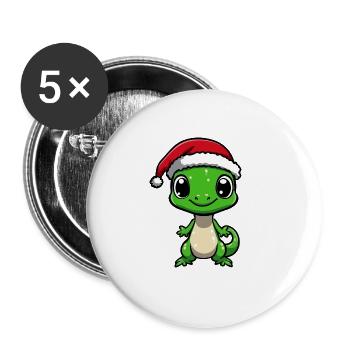 Lézard Noël Noël - Lot de 5 grands badges (56 mm) - blanc - Devant