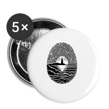 Sonnenuntergang am Meer Leuchtturm Fingerabdruck - Buttons groß 56 mm (5er Pack) - Weiß - Vorne