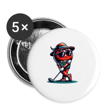 Fun golf tomato swings with style - Buttons large 2.2''/56 mm (5-pack) - white - Front
