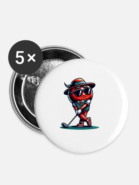 Lustige Golf-tomatenschwünge Mit Stil - Buttons groß 56 mm (5er Pack) - Weiß