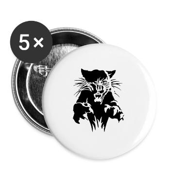 Panther im Angriff - Buttons groß 56 mm (5er Pack) - Weiß - Vorne