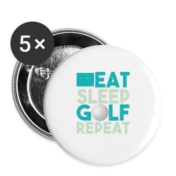 Funny Design Eat Sleep Golf Repeat Tshirt - Buttons large 2.2''/56 mm (5-pack) - white - Front