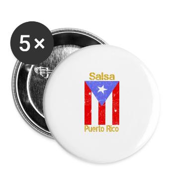 Salsa de Puerto Rico Latino Music Gift T-Shirt - Buttons large 2.2''/56 mm (5-pack) - white - Front